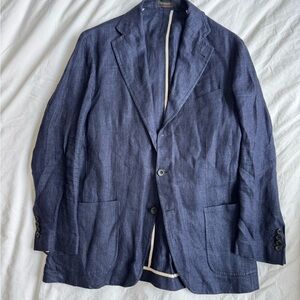 Rubinacci Navy Linen Blazer